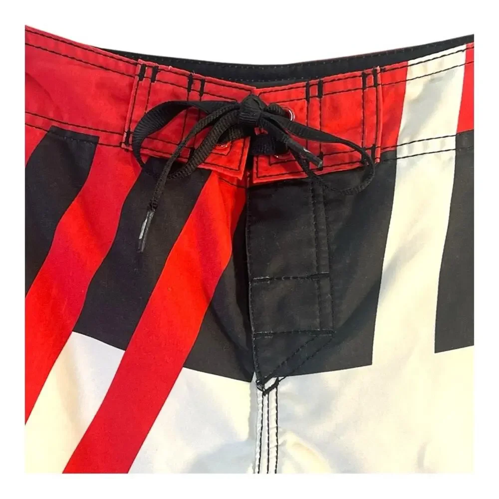 QUICKSILVER RETRO Graphic BOARDSHORTS Black and White and Red NEW WITH TAGS SZ 6